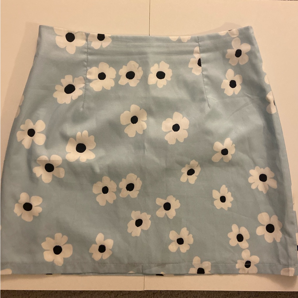 Blue Floral Mini Skirt